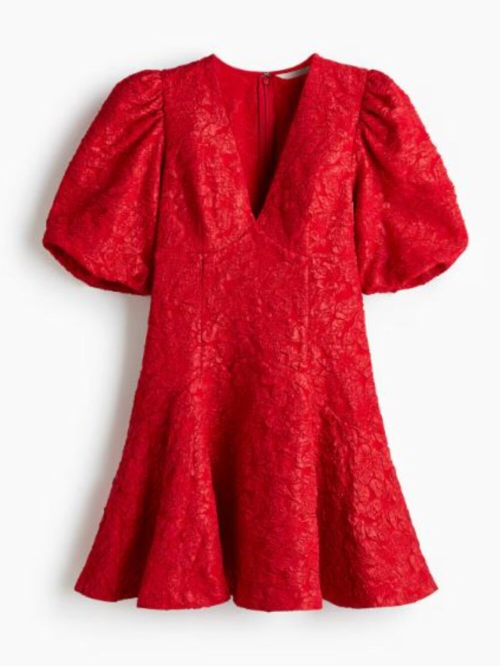 NWOT H&M Red Puff-Sleeved Dress - Size Large - Picture 3 of 16